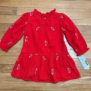 Cat & Jack Red Ruffled Tiered Sundress with Bishop Sleeves